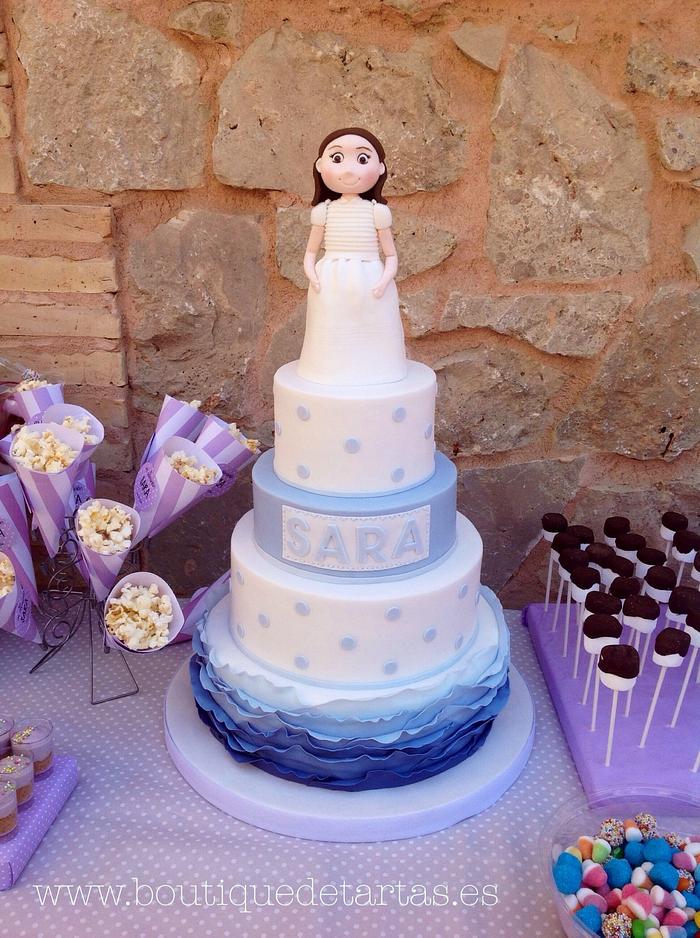 Purple christening cake