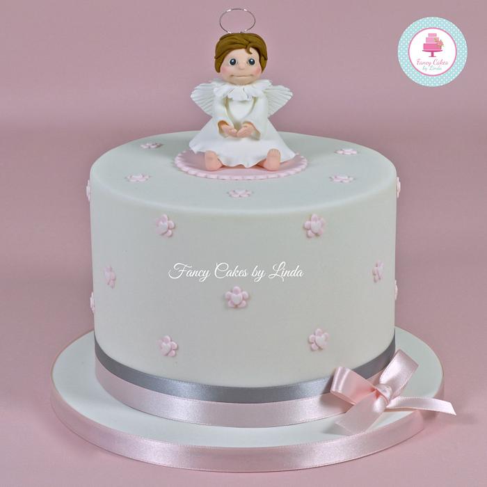 Baby Angel Themed Baby Shower Cake - A Little Cake