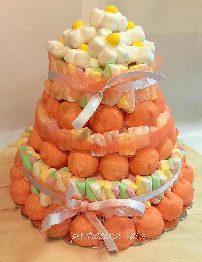 Marshmallow candy cake