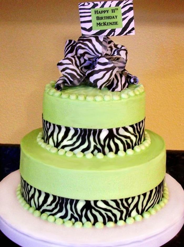 Zebra & Lime Birthday Cake