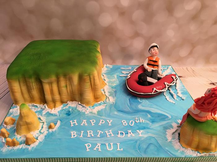 Dinghy boat 80th birthday cake