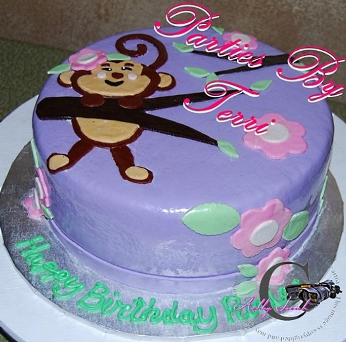 Girley Monkey 1st Birthday Cake