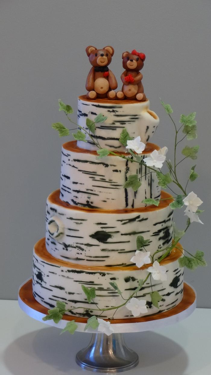 Birch bark wedding cake