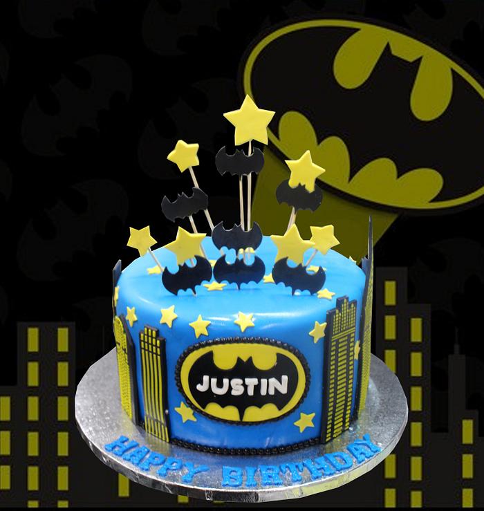 Blue & Yellow Batman Cake