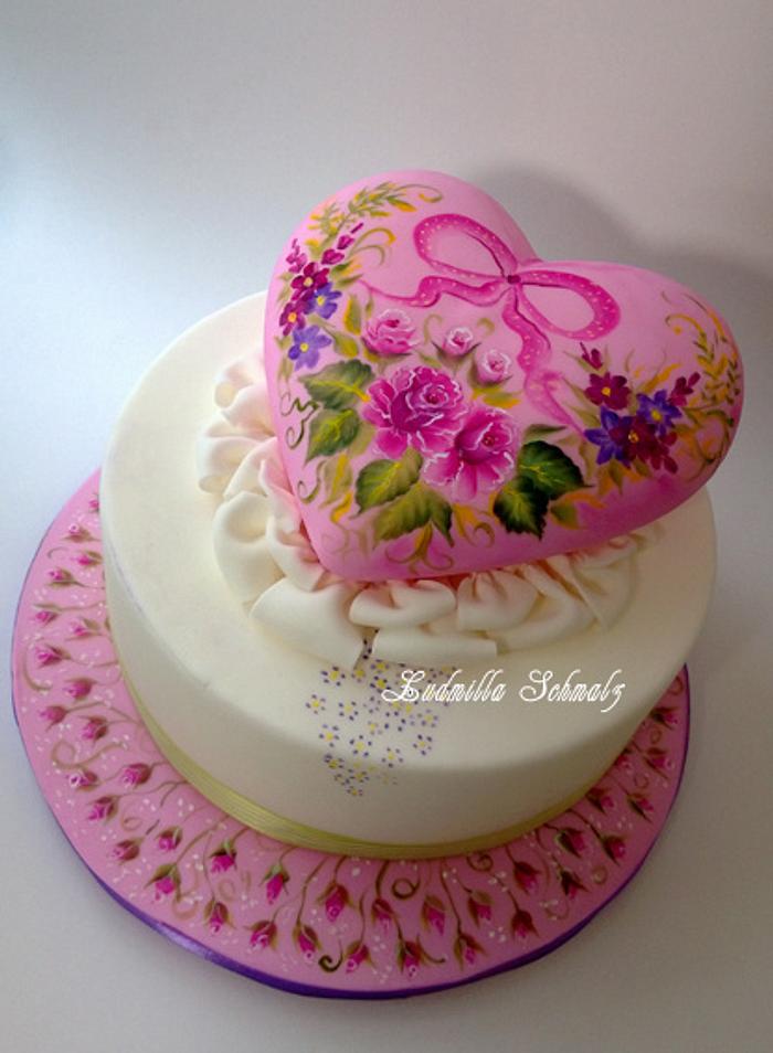 romantic heart Cake