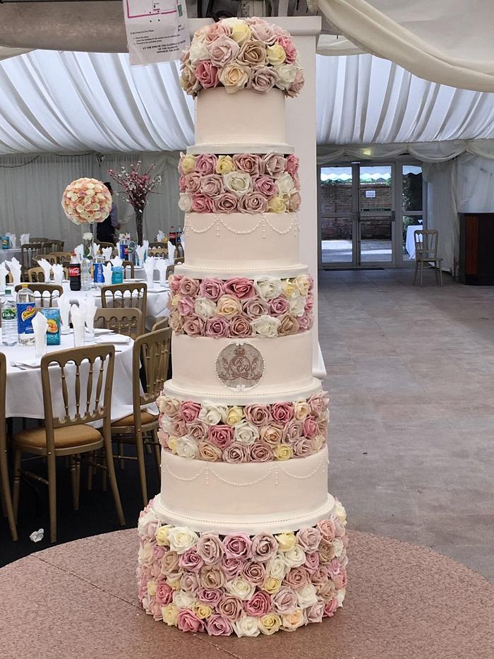 Towering Floral Wedding Cake