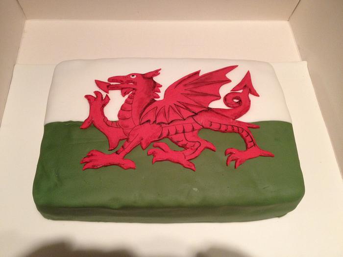 Welsh flag cake