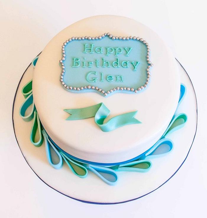 Turquoise and Teal Birthday Cake