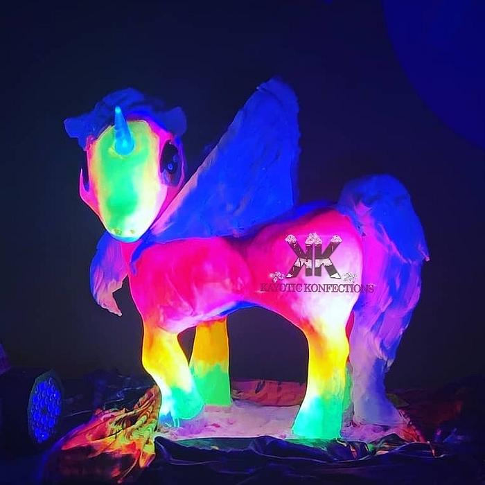 Glow-in-the-dark unicorn cake 