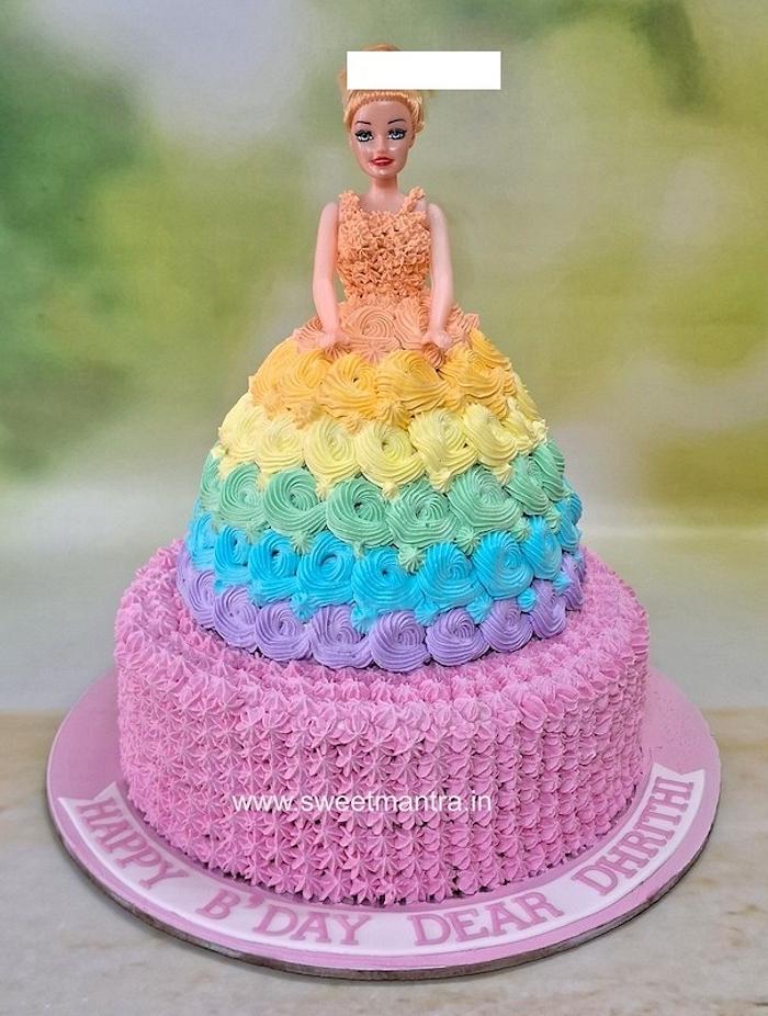 Barbie doll cake in 2 layer