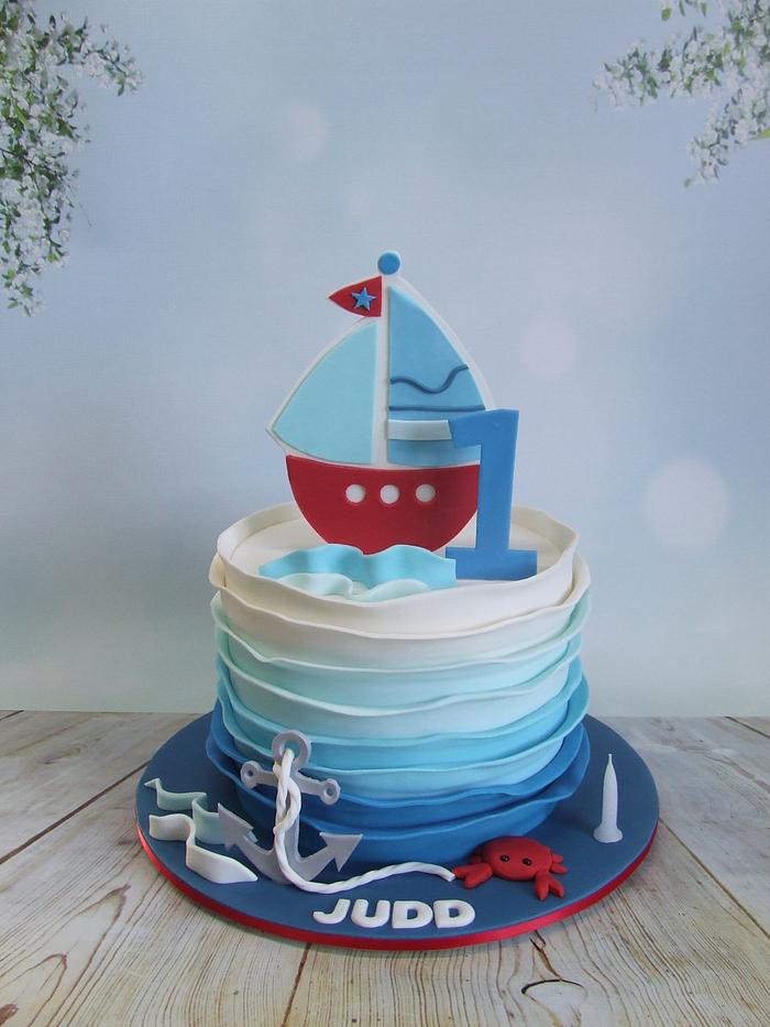 1st Birthday Boat Cake