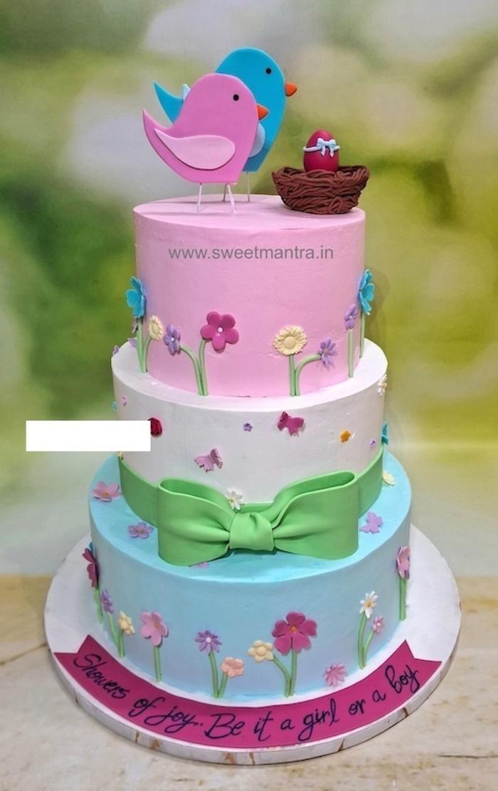 3 tier Birds nest cake for Baby Shower