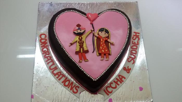 Heart engagement cake