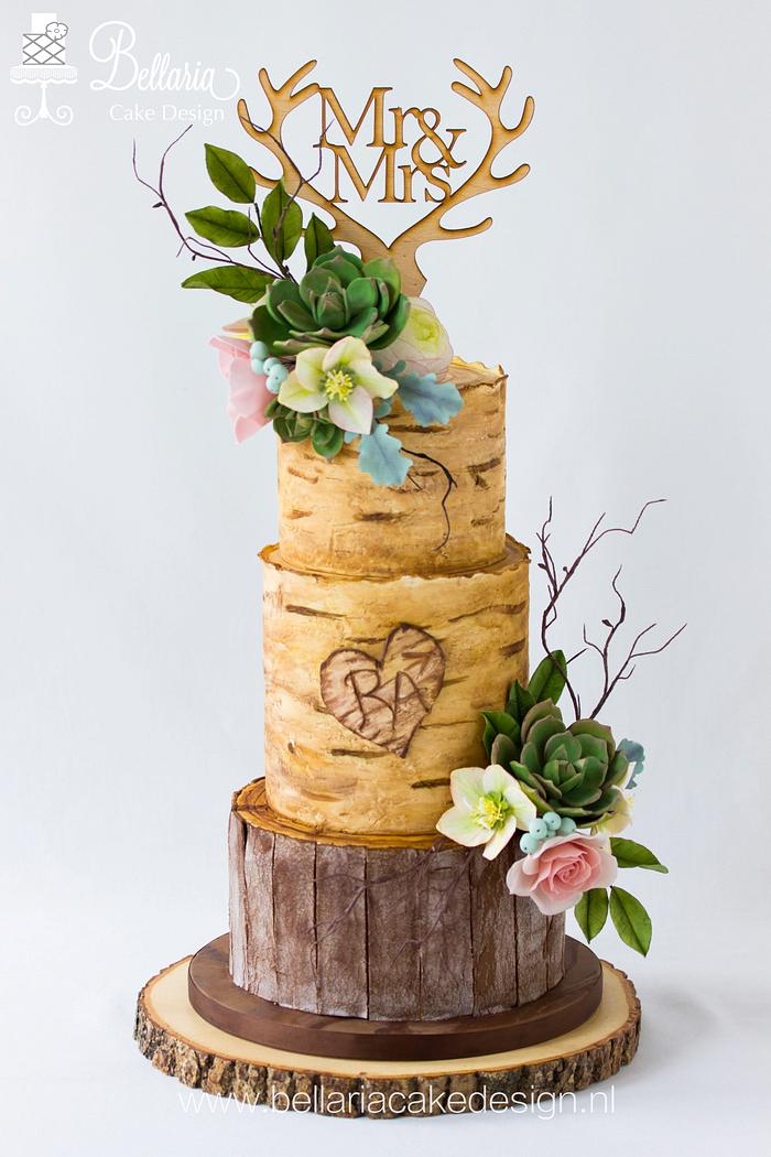 Birch wedding cake