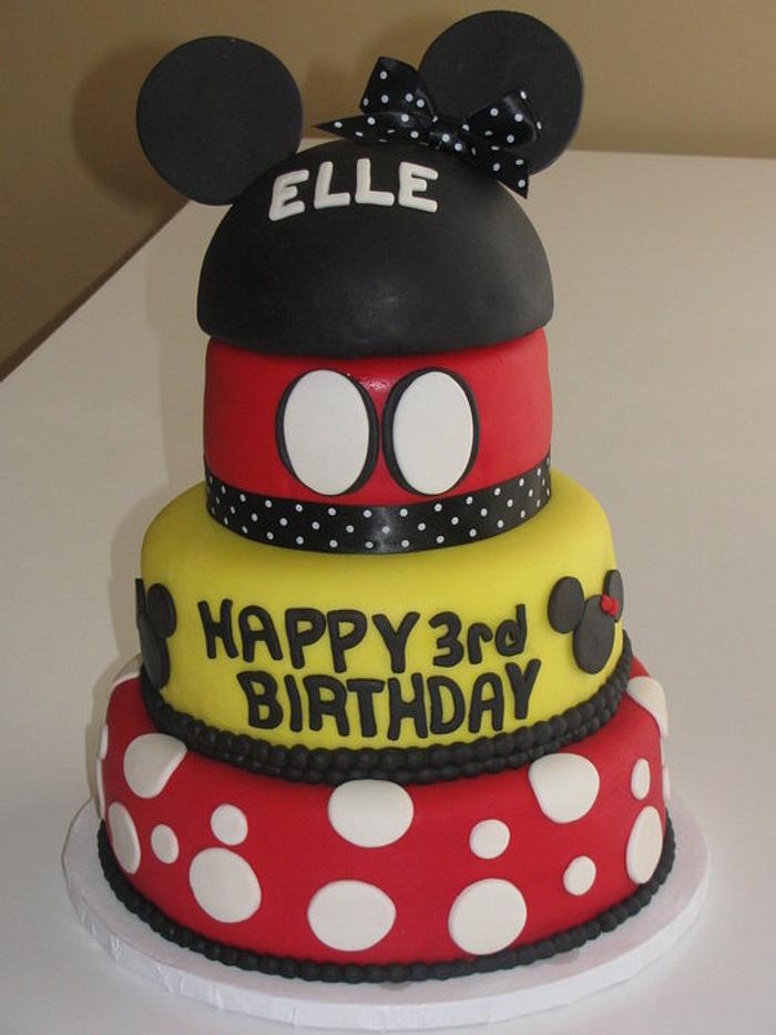 4 Tier mickey mouse & minnie mouse cake