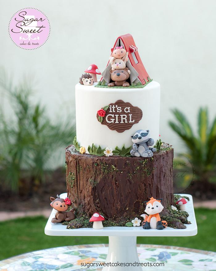 Woodland Critters Baby Shower Cake