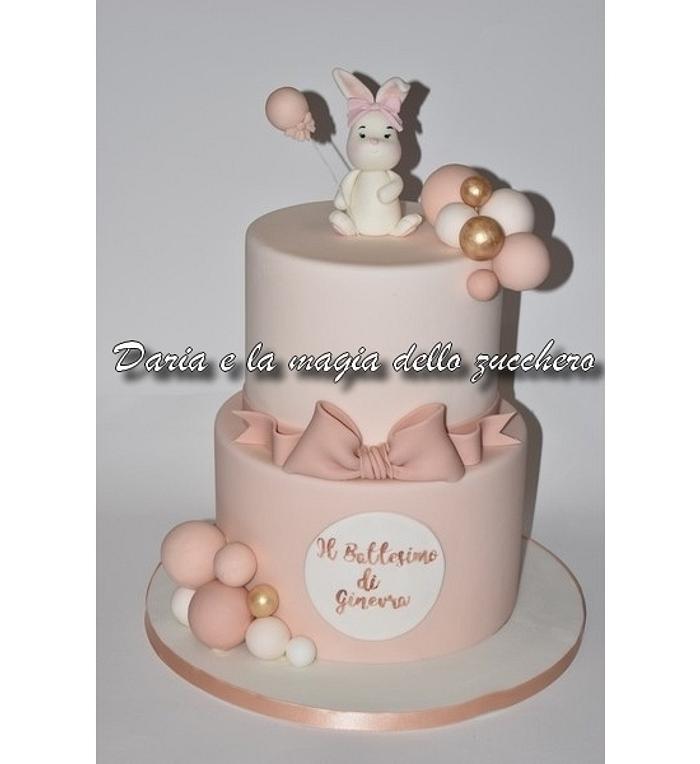 Cute rabbit baptism cake