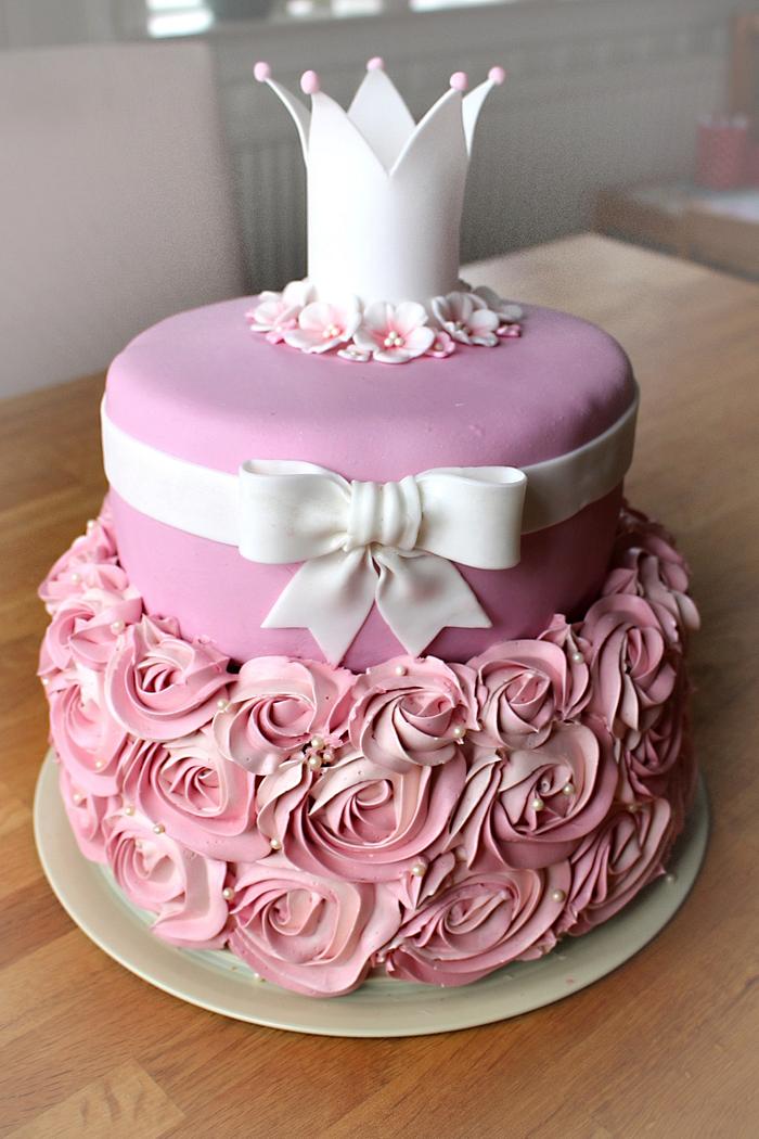 Very pink christening cake