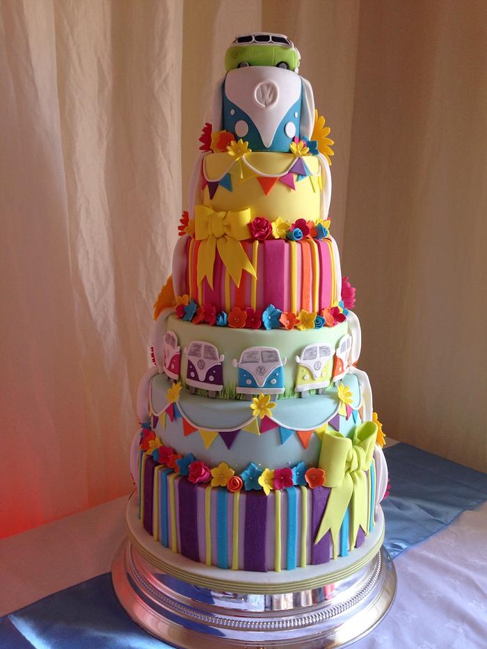 Half & Half bright Wedding cake