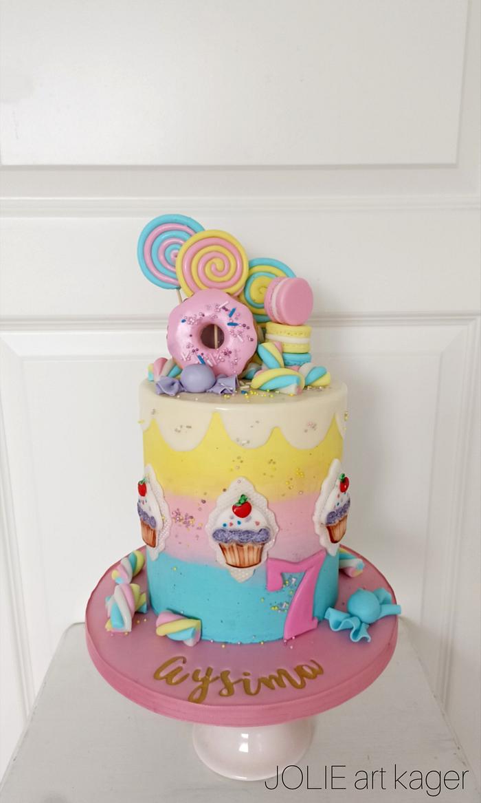 Birthday donuts cake