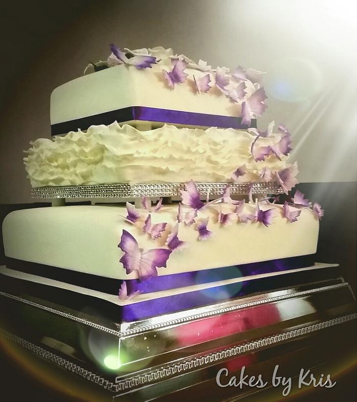 Butterflies & Calla Lilies Wedding Cake