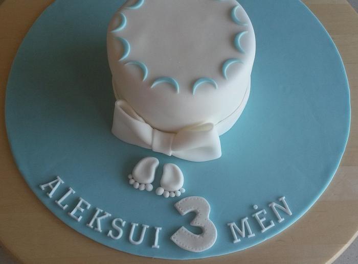Little 3 month anniversary cake for a little boy