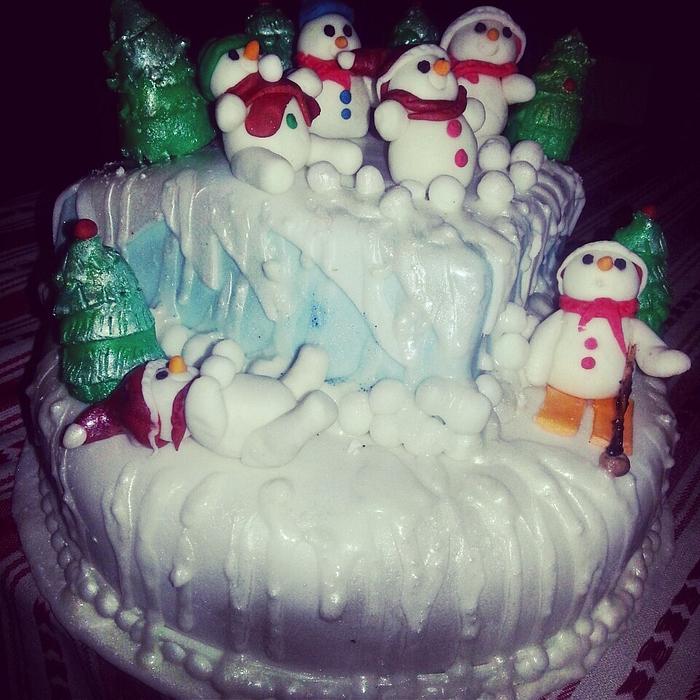 Christmas snowmen cake