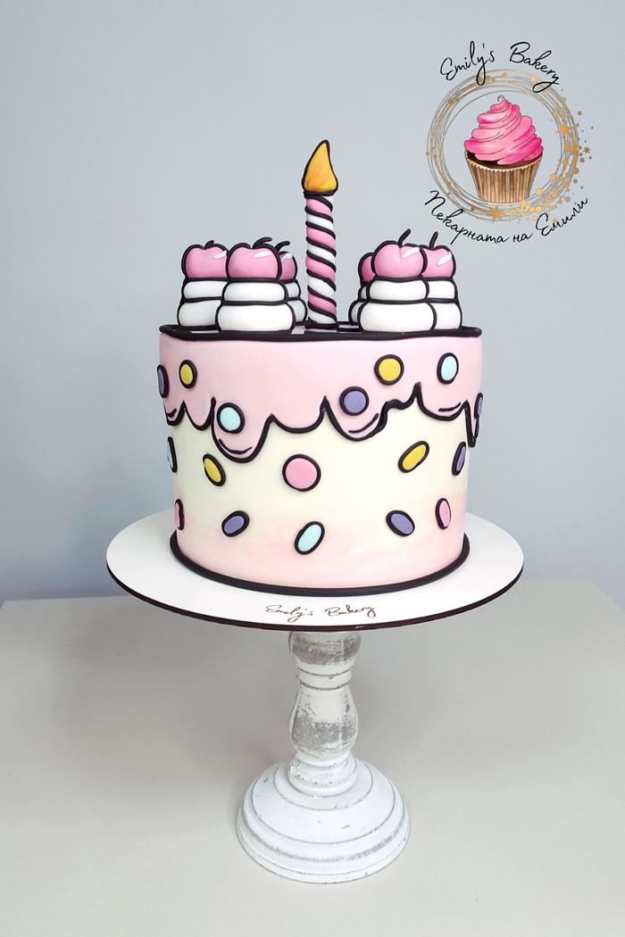 Cake With Cream Cute Cartoon Vector Illustration Stock Illustration -  Download Image Now - Bakery, Birthday Cake, Cake - iStock