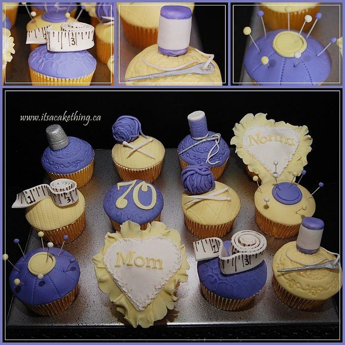 Pretty Sewing/Knitting Cupcakes 