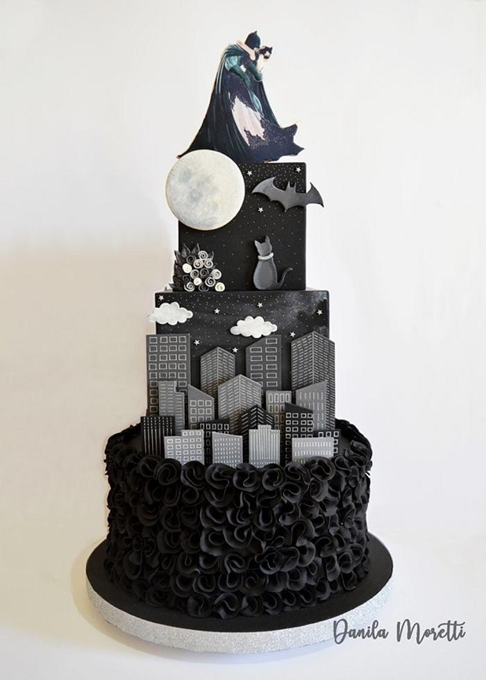 Batman and Catwoman wedding cake