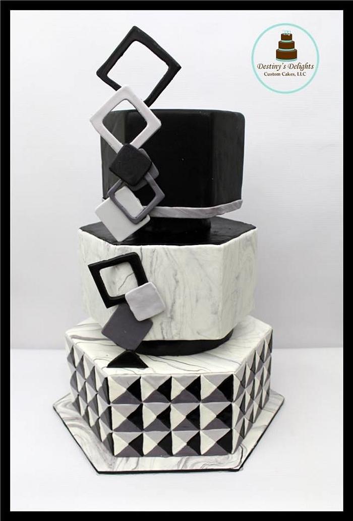 Optical Illusion- 50 cakes of gray Around the world in Sugar collaboration