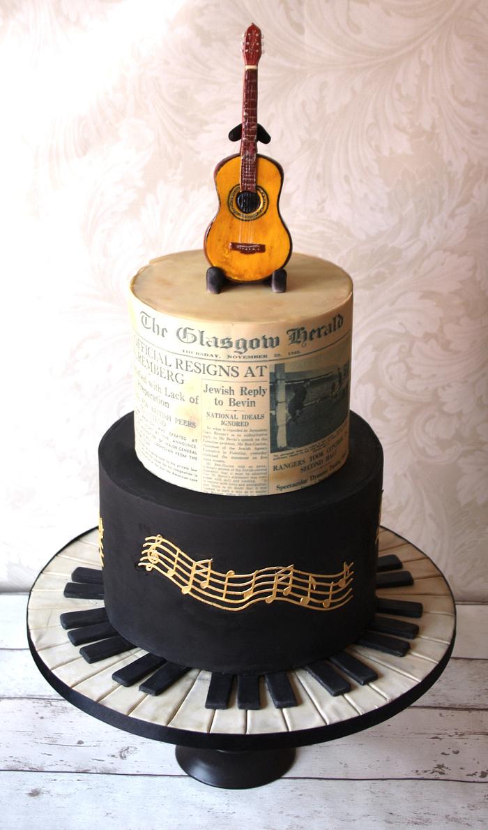 Music themed 70th Birthday cake