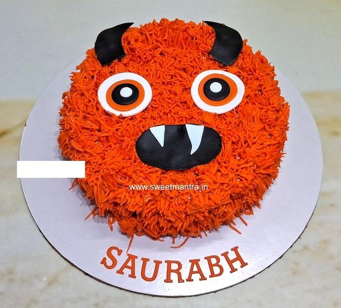 Monster theme buttercream cake