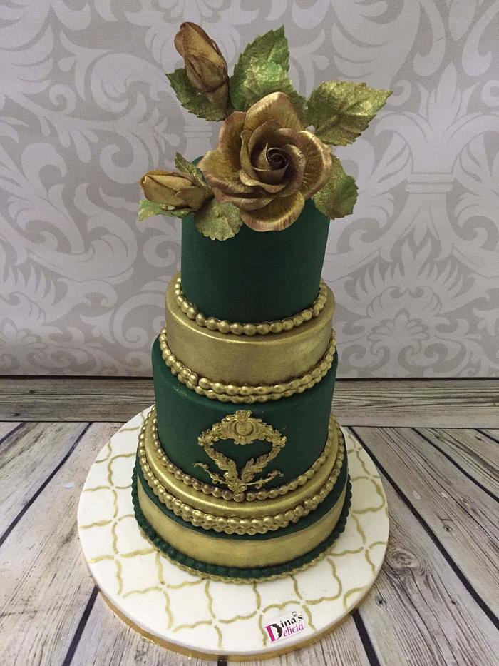 Vintage golden wedding cake