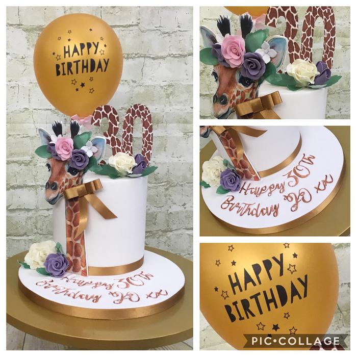 30th Giraffe 🦒 Themed Balloon Cake