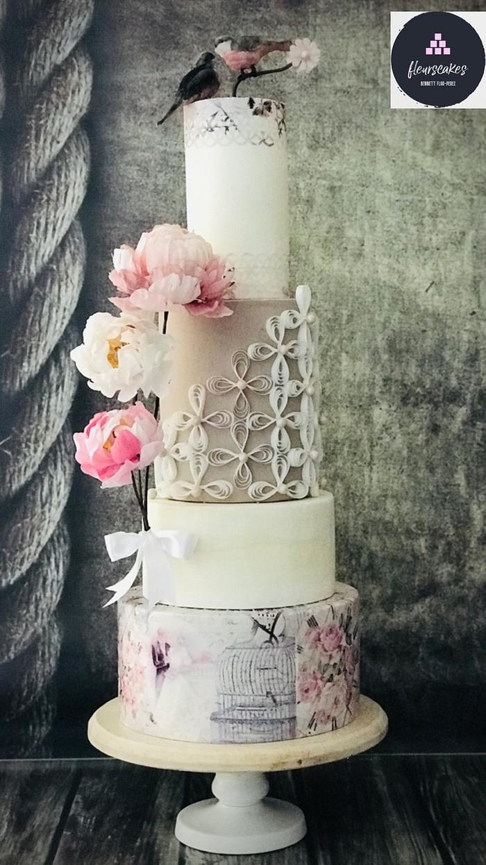 Amor… a wedding cake with wafer paper techniques