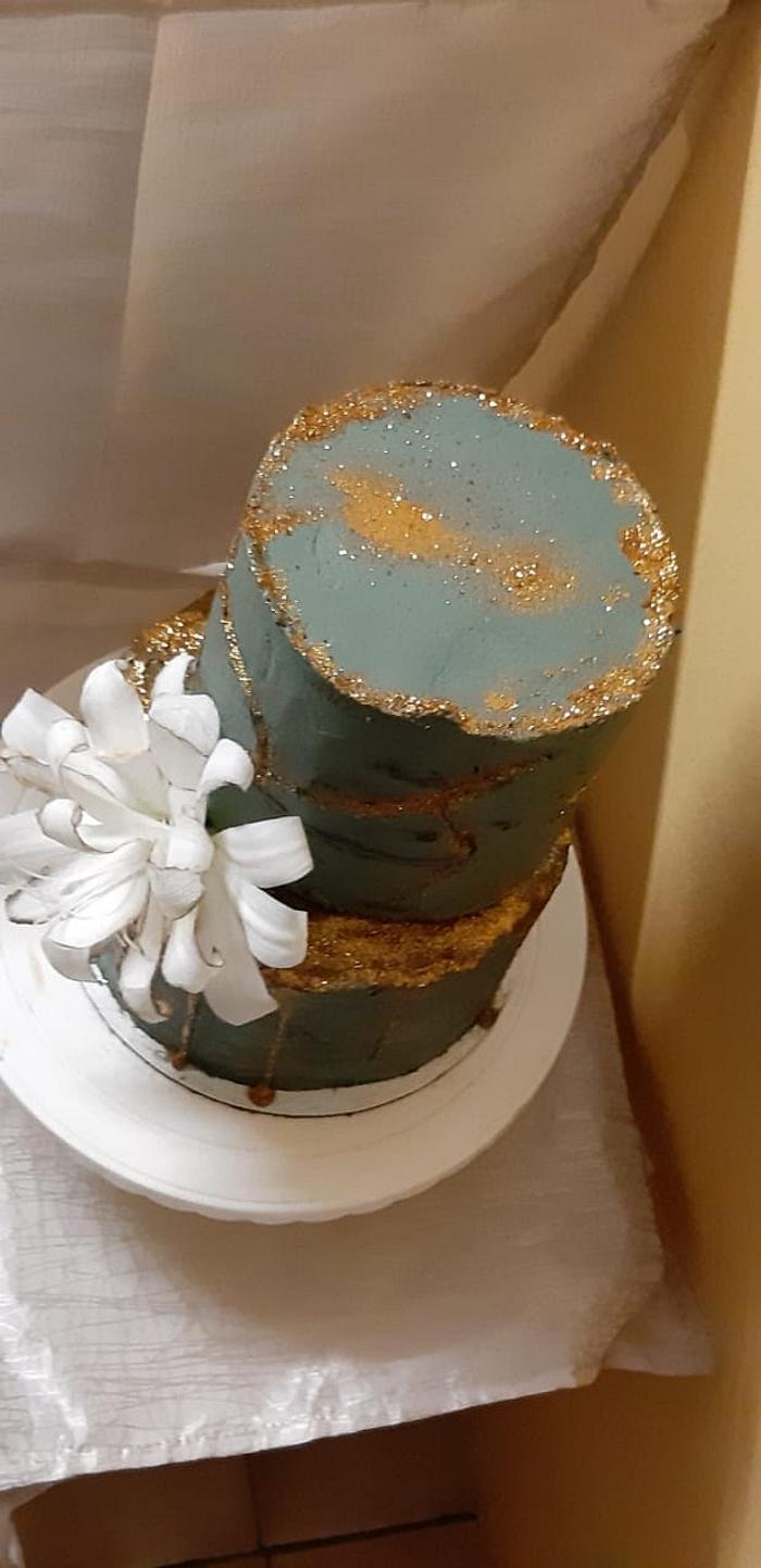 Birthday stone effect crackled cake