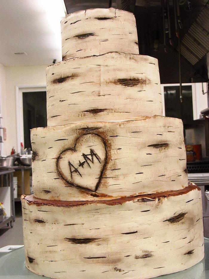 Birch Bark Wedding Cake