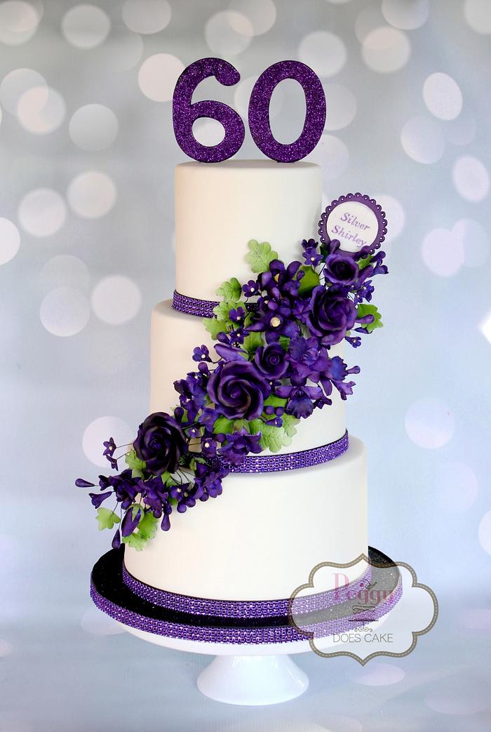 Purple Floral Cascade Cake