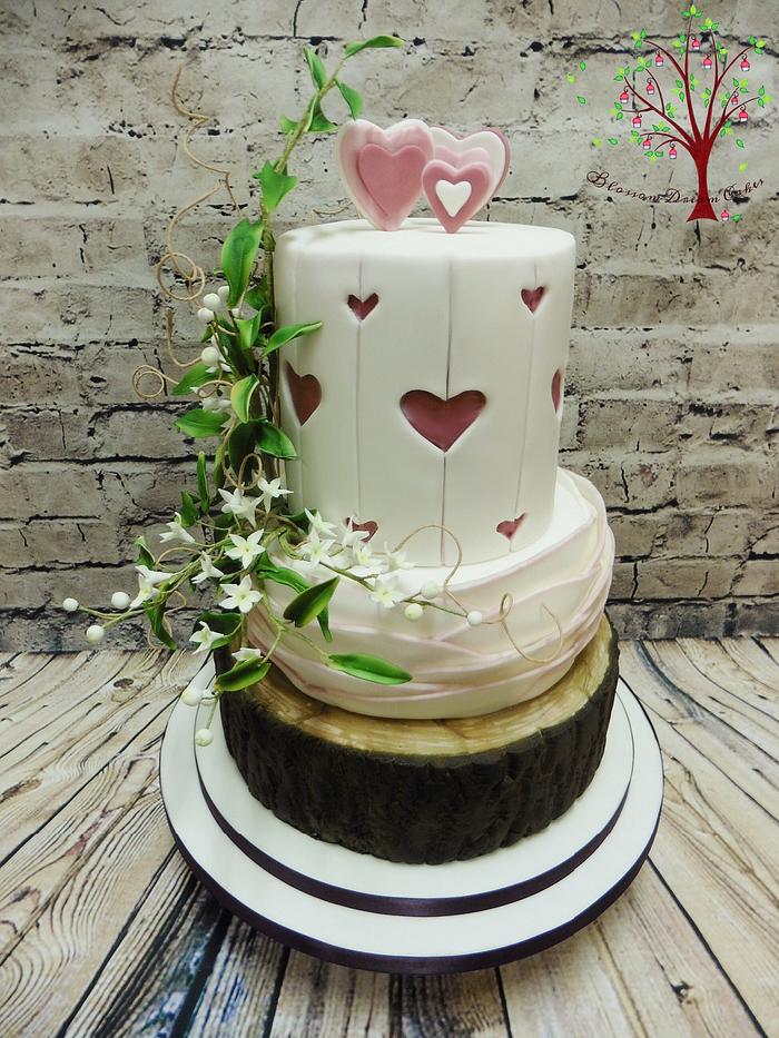 Rustic Hearts Wedding cake