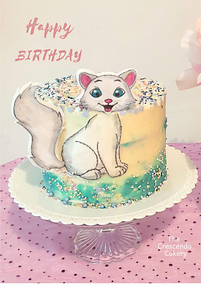 Seminaked cat birthday cake