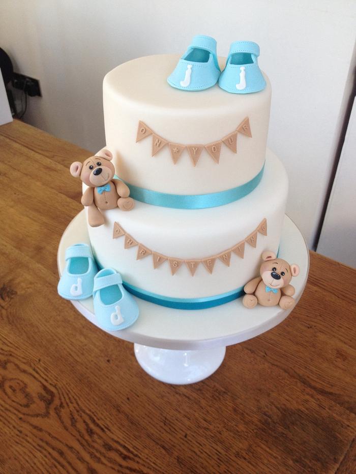 Teddy bear christening cake