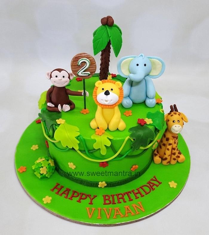 Jungle theme cake for 2nd birthday