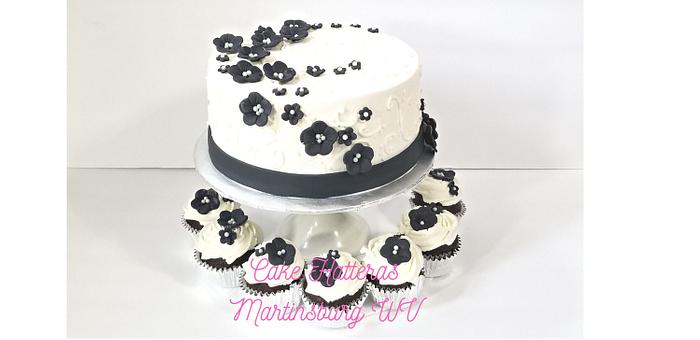 Black and White 60th Birthday Cake