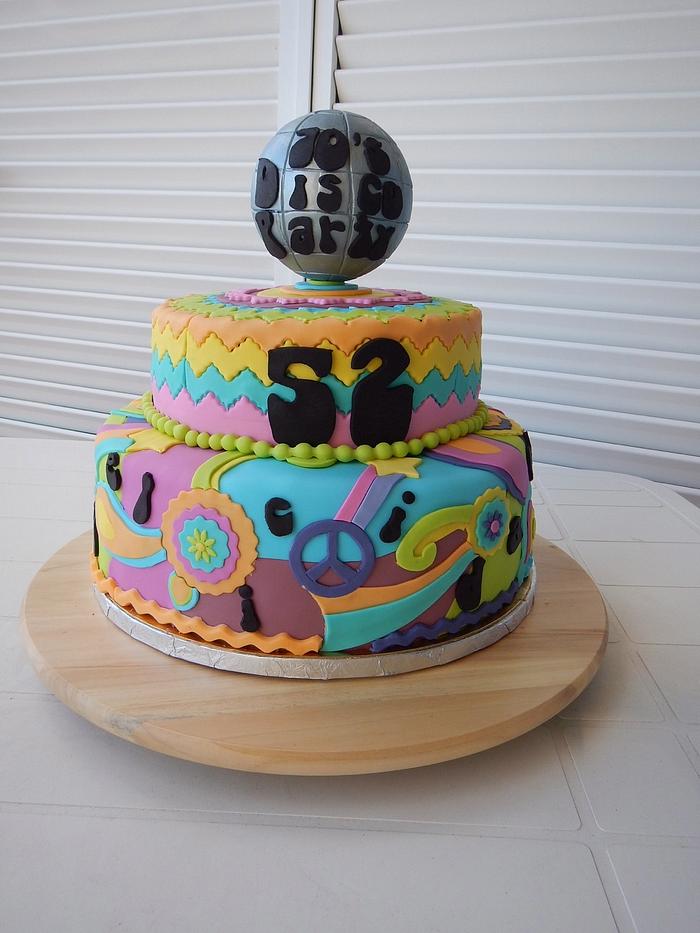 70´s disco party cake