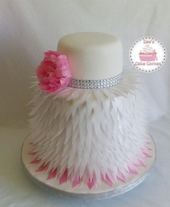 Wafer Paper Feather Wedding Cake 