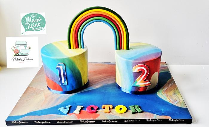Rainbow colorfull cake