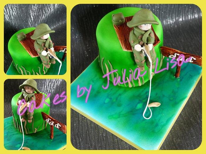 Fathers Day fishing themed cake