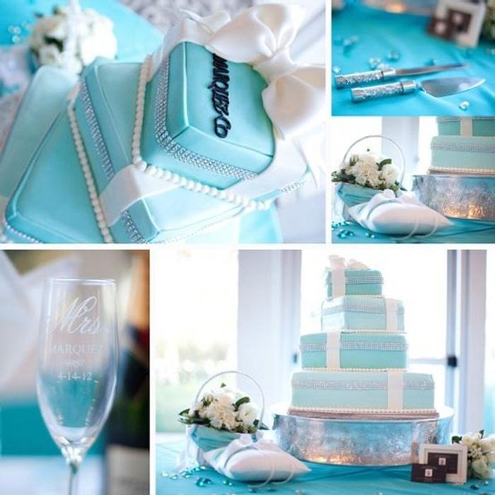 Tiffanys Themed Wedding Cake