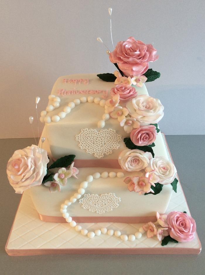Pearl anniversary cake